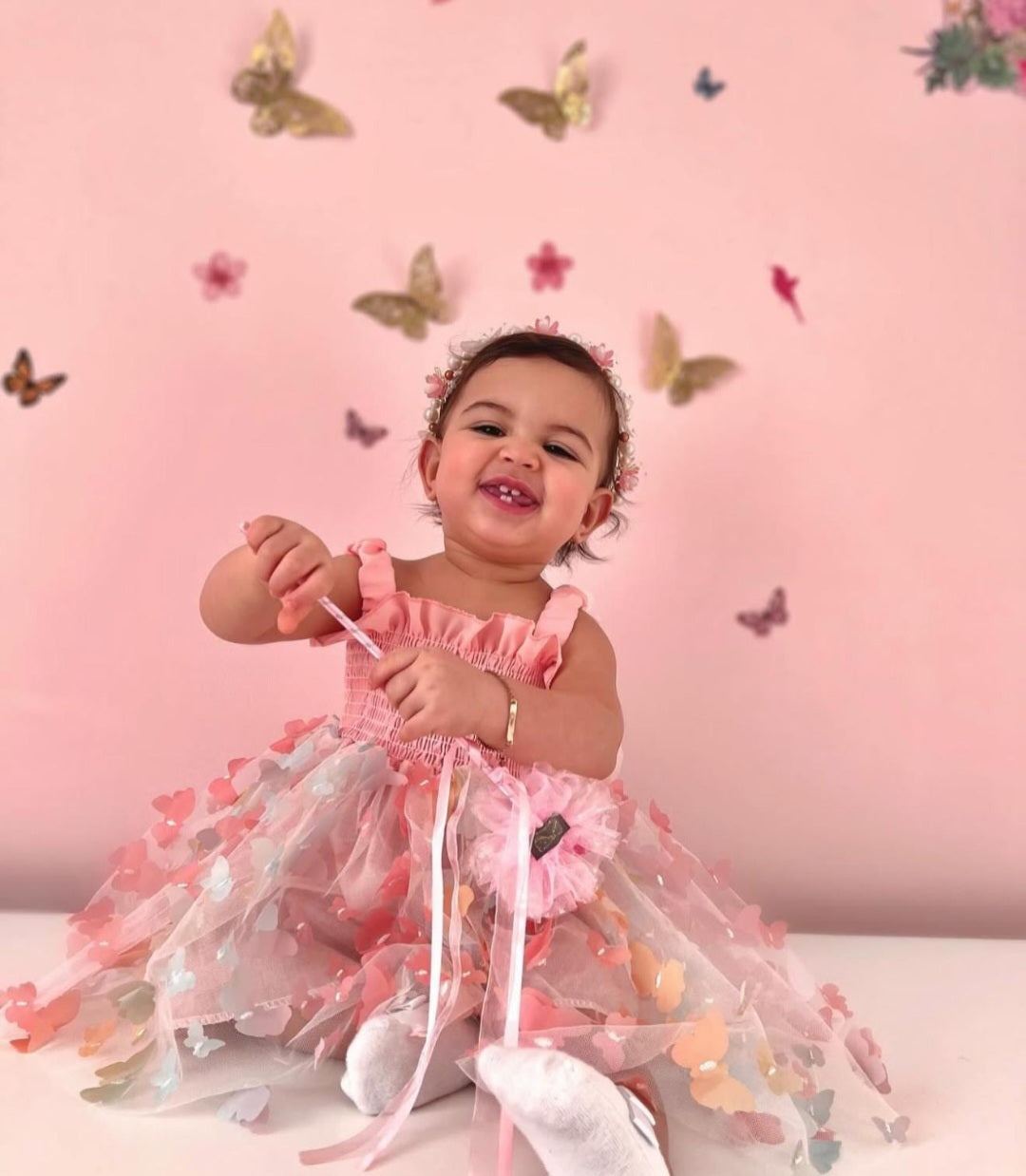 Peach Flutterby Dress