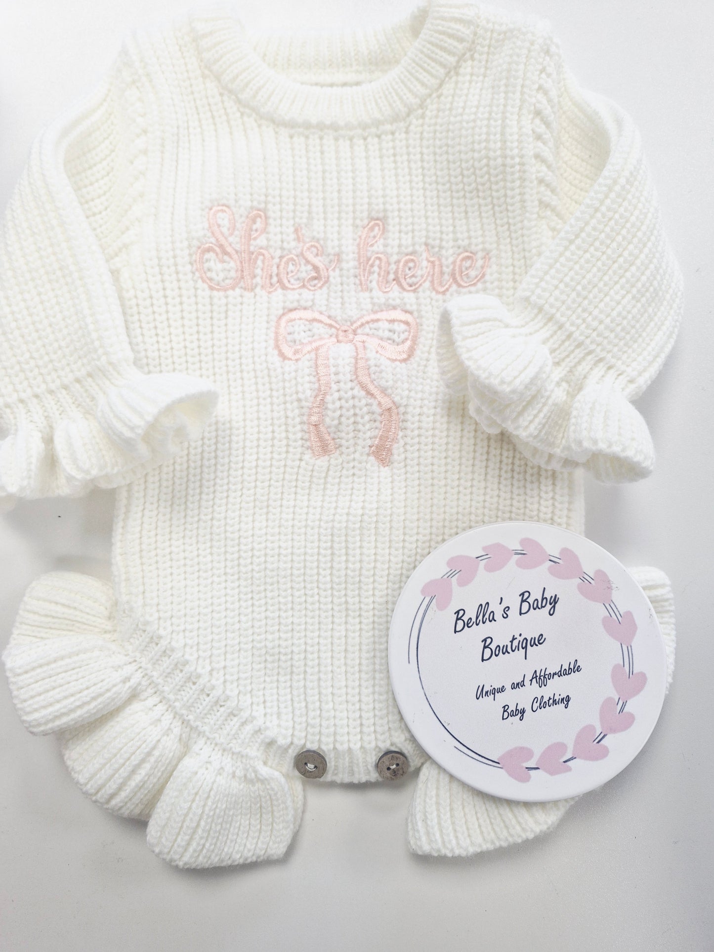 'She's Here' Knit Romper