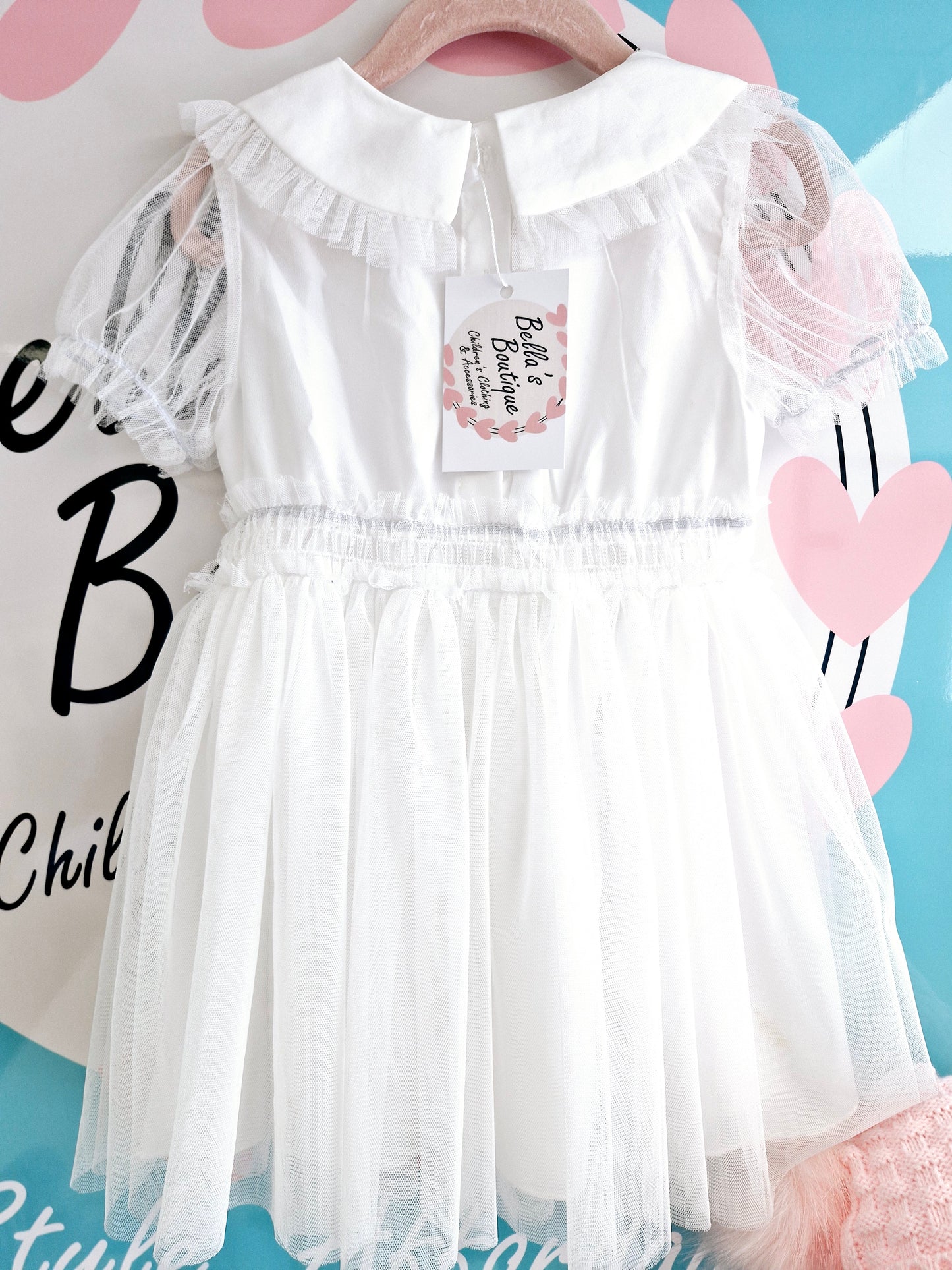 White tulle floral dress 18-24 months preloved