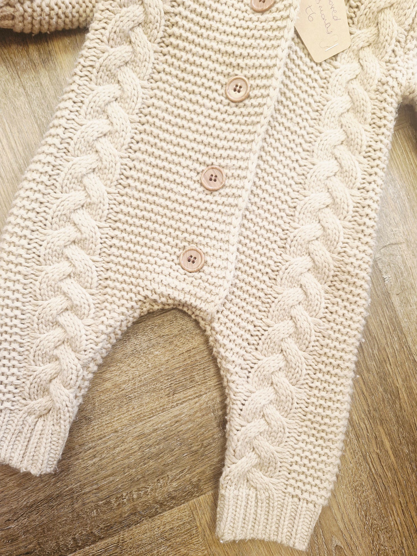 Brown knit baby pramsuit Preloved