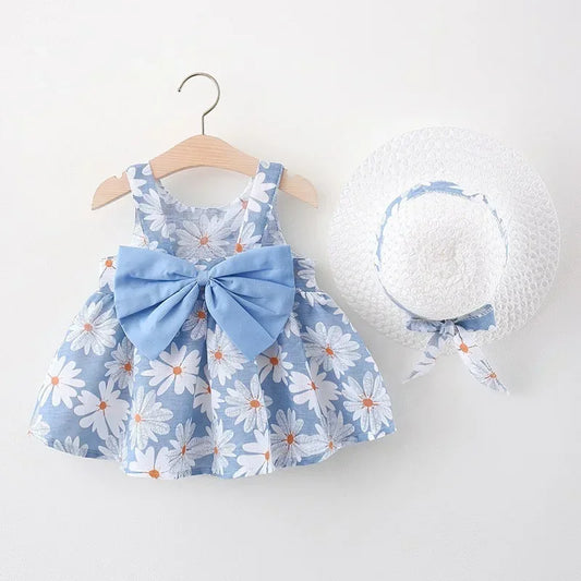 Blue Floral Hat and Dress set