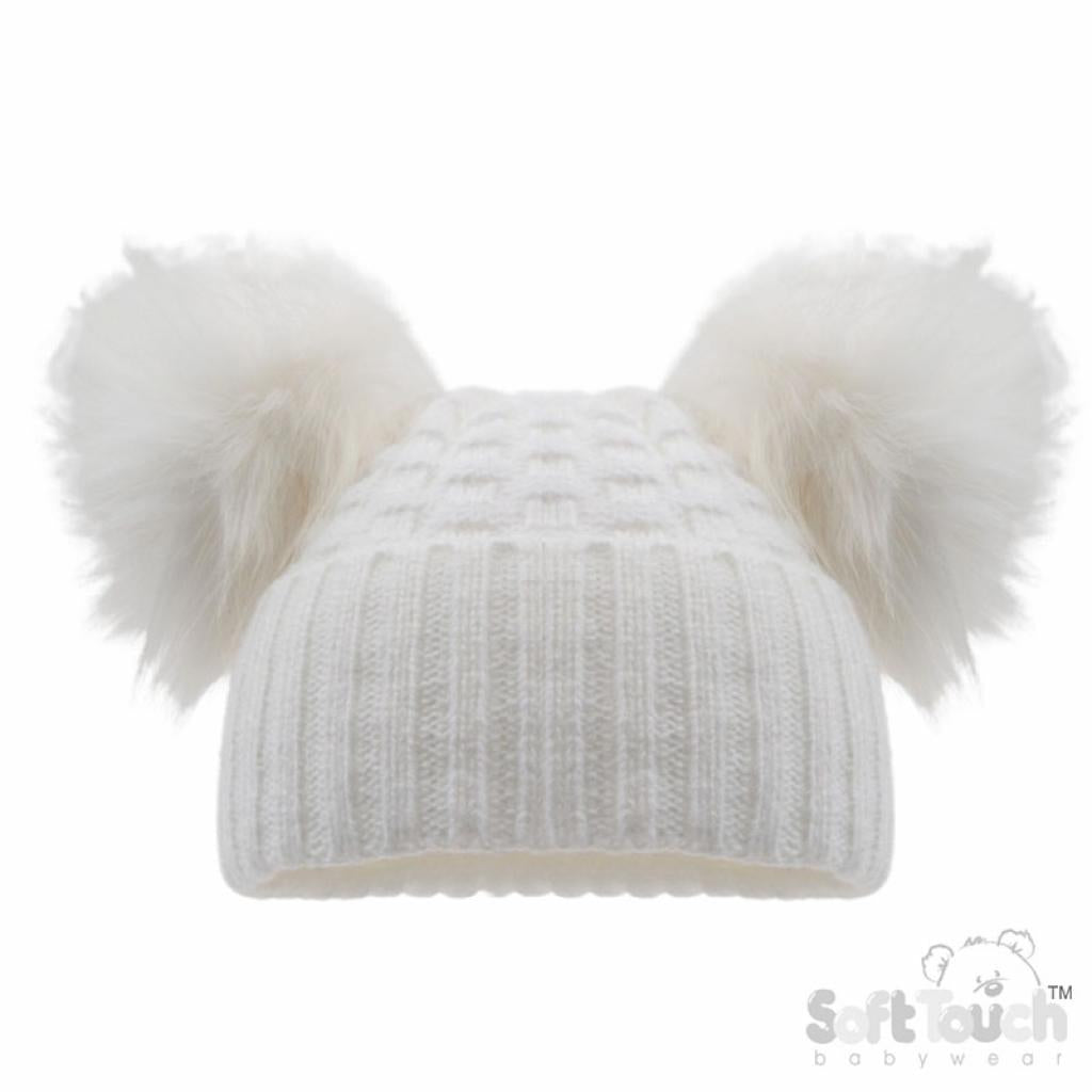 White Pom Pom Woolly Hat (3 sizes)