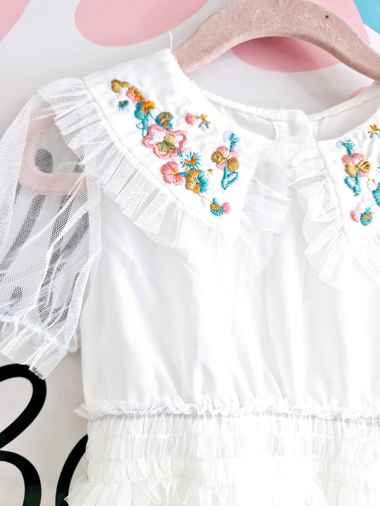 White tulle floral dress 18-24 months preloved