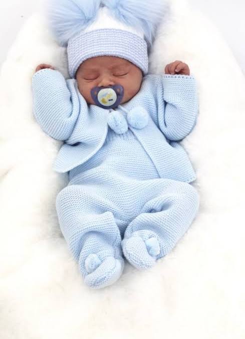 Blue Pom Pom Knit Set